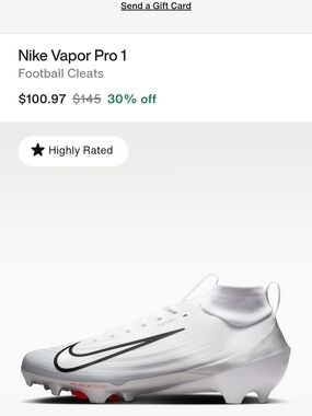 Nike White Football Cleats with Black Swoosh